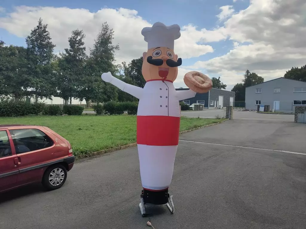 mascotte gonflable pizzaiolo